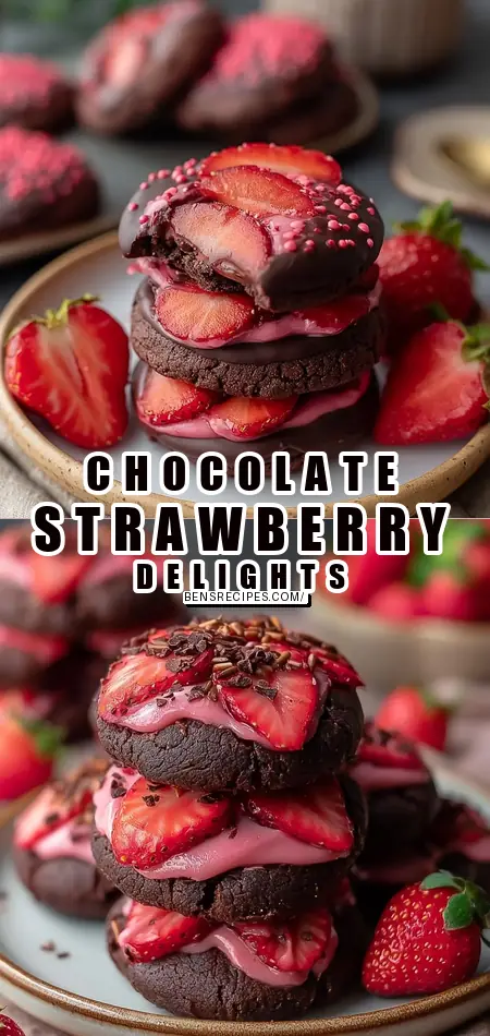 Pinterest pin (Design 1) for Decadent Chocolate Strawb Cookies Recipe