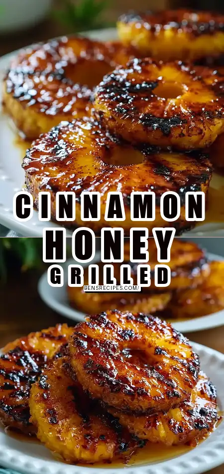 Pinterest pin (Design 1) for Grilled Pineapple with Cinnamon Honey Glaze