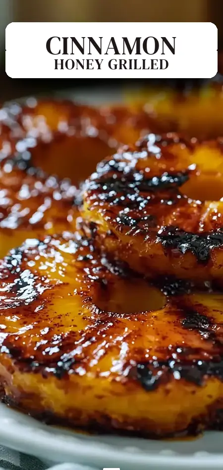 Pinterest pin (Design 2) for Grilled Pineapple with Cinnamon Honey Glaze