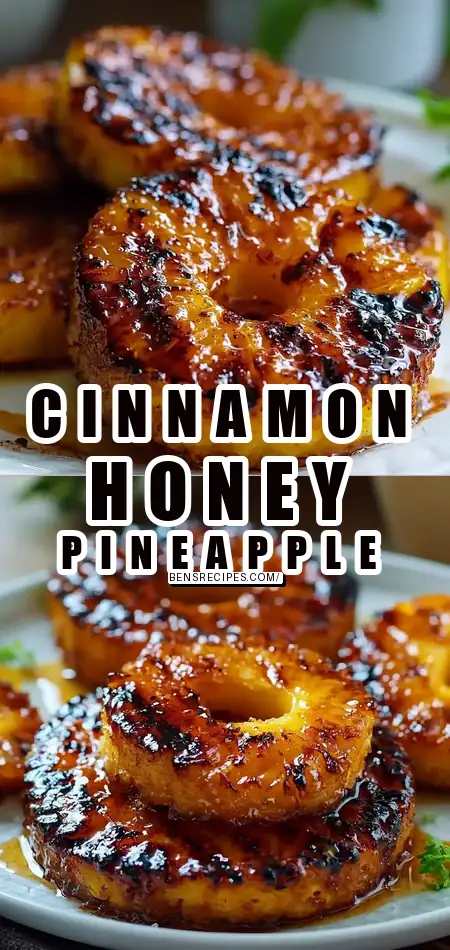 Pinterest pin (Design 1) for Grilled Pineapple with Cinnamon Honey Glaze