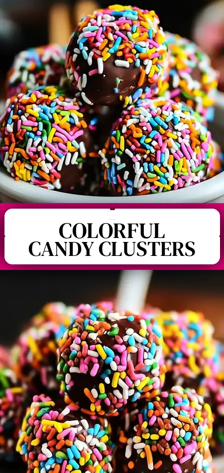 Pinterest pin (Design 3) for Rainbow Sprinkle Candy Clusters