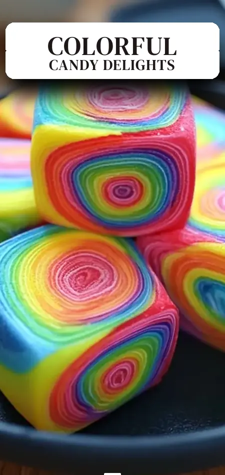 Pinterest pin (Design 2) for Rainbow Ribbon Candy Rolls