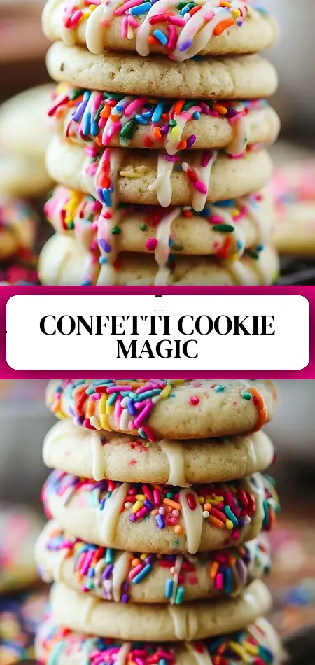 Pinterest pin (Design 3) for Magic Confetti Cookies