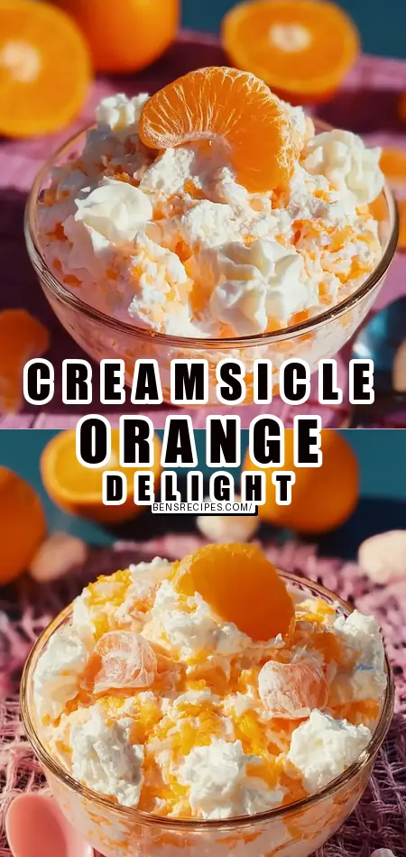Pinterest pin (Design 1) for Refreshing Creamsicle Orange Fluff Dessert Recipe