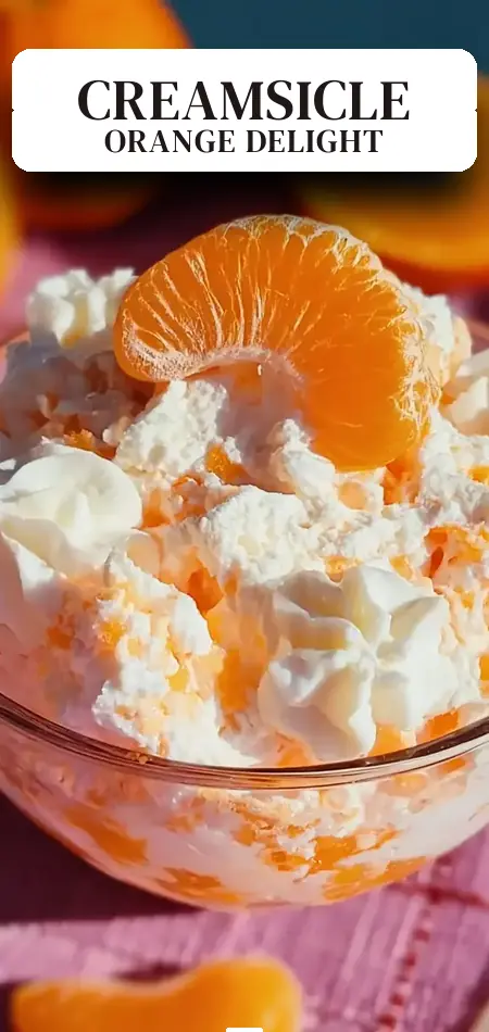 Pinterest pin (Design 2) for Refreshing Creamsicle Orange Fluff Dessert Recipe