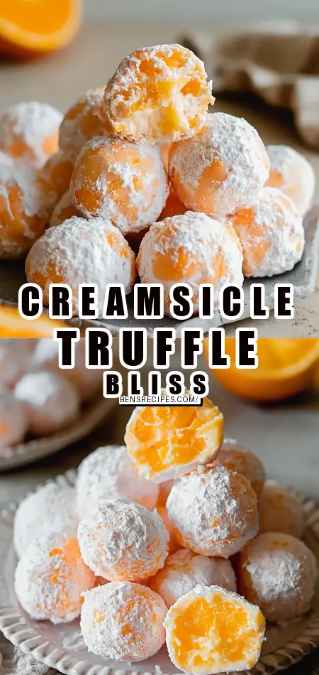 Pinterest pin (Design 1) for No-Bake Orange Creamsicle Truffles Recipe