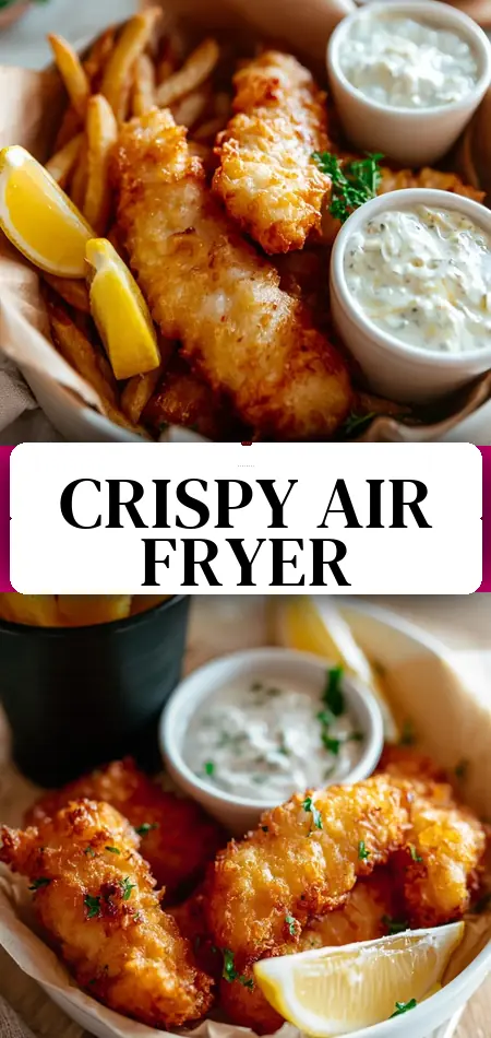 Pinterest pin (Design 3) for Air Fryer Battered Fish