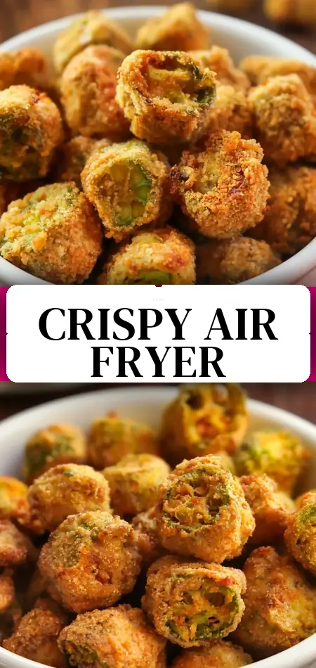 Pinterest pin (Design 3) for Crispy Air Fryer Okra
