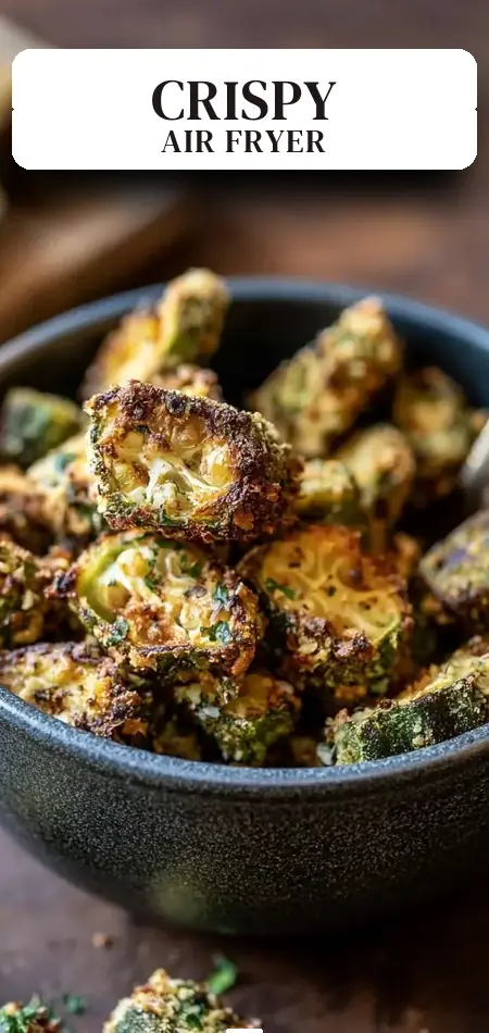 Pinterest pin (Design 2) for Air Fryer Okra