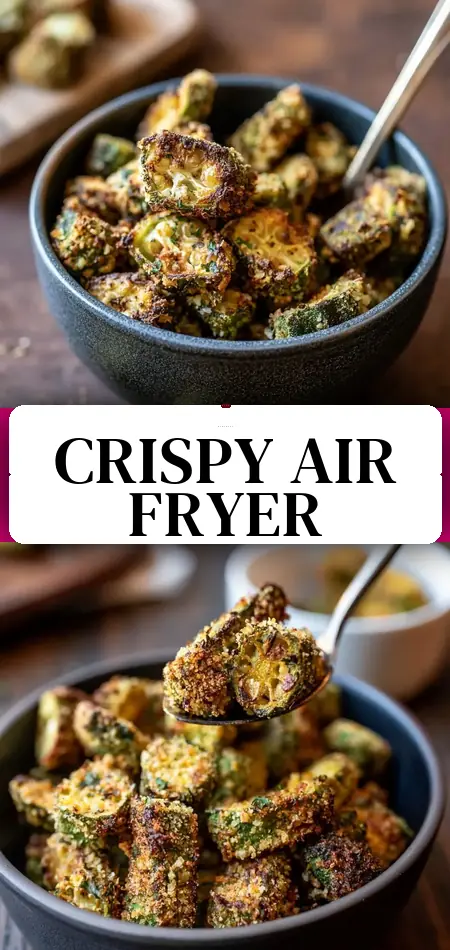 Pinterest pin (Design 3) for Air Fryer Okra