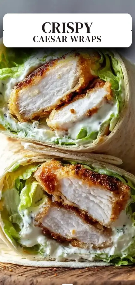 Pinterest pin (Design 2) for Ultimate Chicken Caesar Wraps: Crispy, Creamy, and Golden-Brown