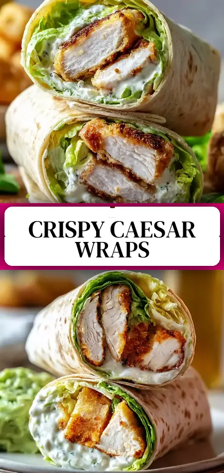Pinterest pin (Design 3) for Ultimate Chicken Caesar Wraps: Crispy, Creamy, and Golden-Brown