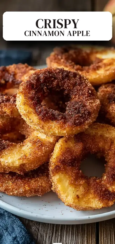 Pinterest pin (Design 2) for Air Fryer Cinnamon Apple Rings:5-Min Easy Crispy Delicious.