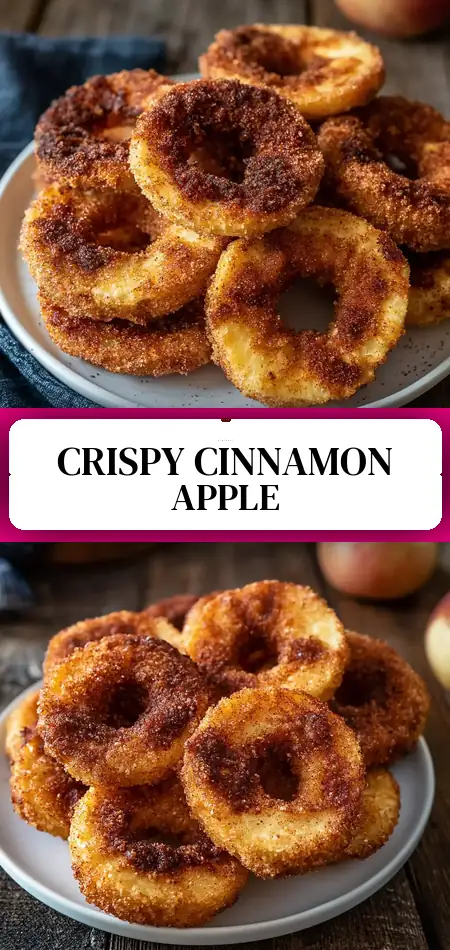 Pinterest pin (Design 3) for Air Fryer Cinnamon Apple Rings:5-Min Easy Crispy Delicious.