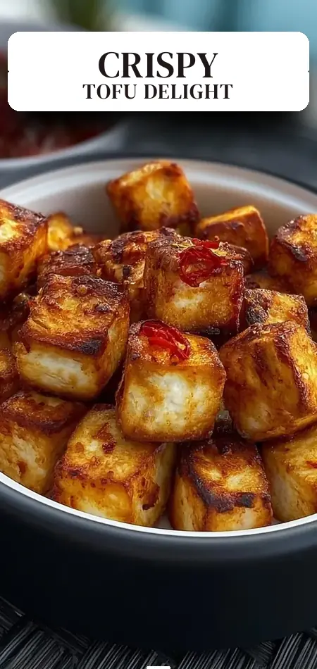 Pinterest pin (Design 2) for Crispy Air Fryer Tofu Recipe