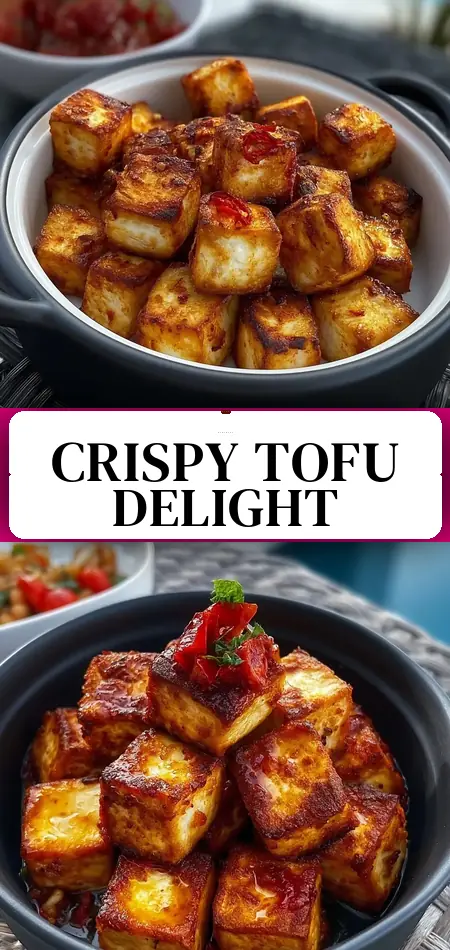 Pinterest pin (Design 3) for Crispy Air Fryer Tofu Recipe