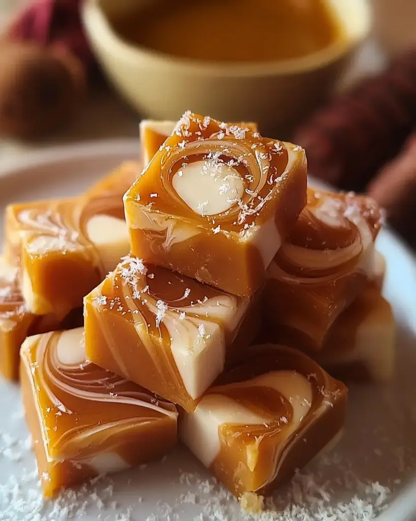A delicious plate of Caramel Swirl Cream Candies