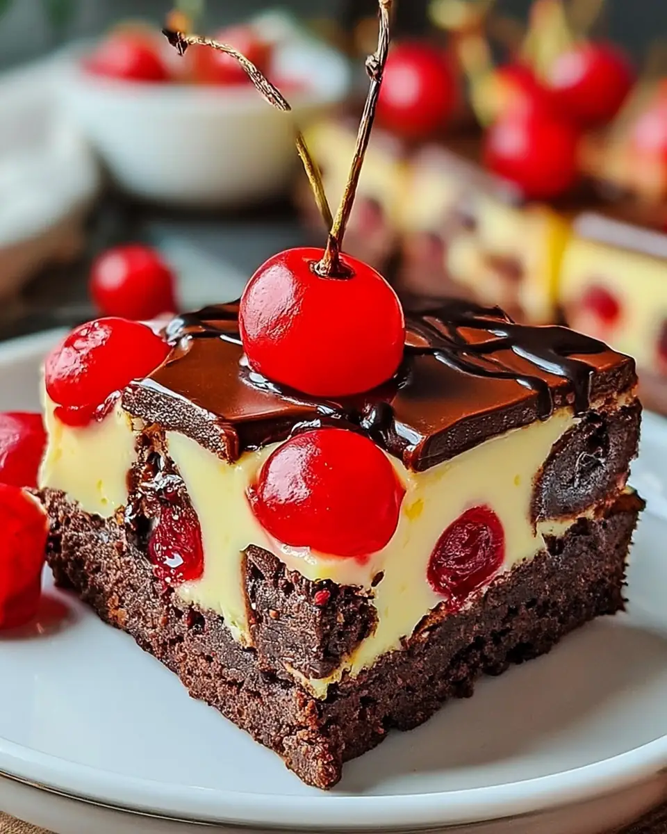 A delicious plate of Cherry Chocolate Cheesecake Brownies