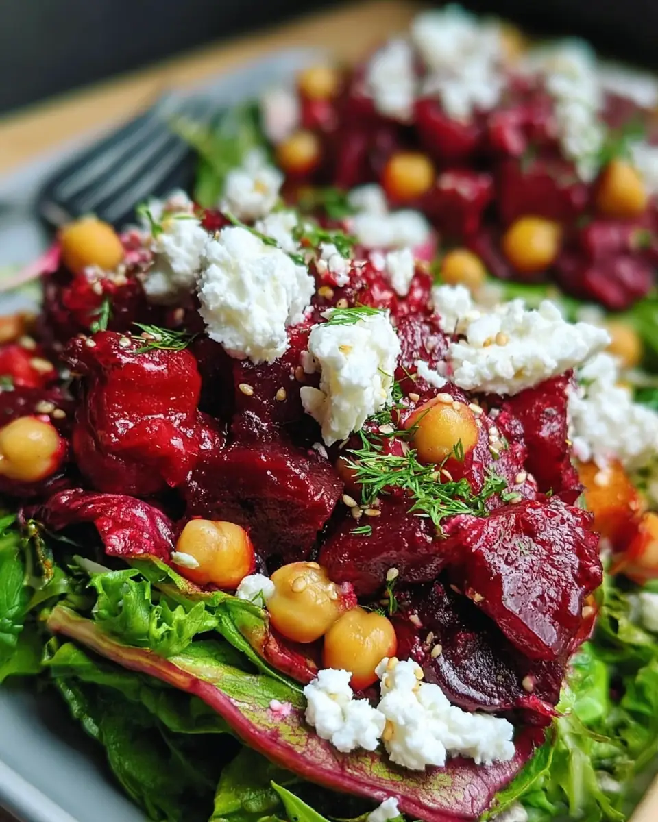 A delicious plate of Chickpea Beet Feta Salad