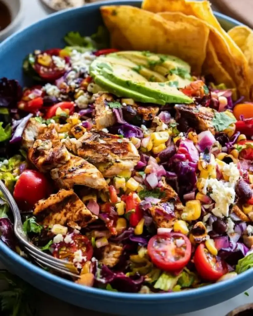 A delicious plate of Chipotle Chicken Chopped Salad