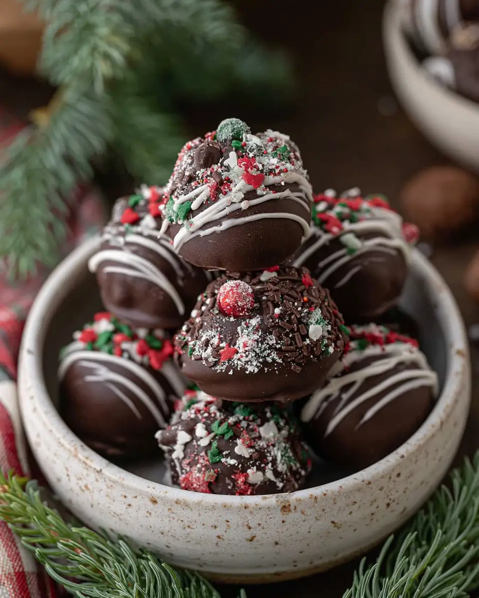 A delicious plate of Chocolate Christmas Tree Cake Truffles with Little Debbies cakes