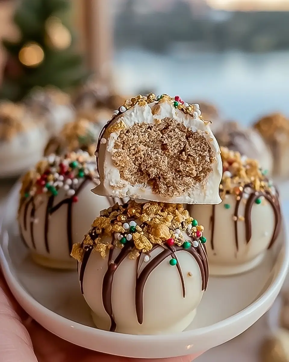 A delicious plate of Christmas Golden Oreo Truffles