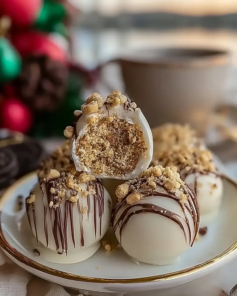 A delicious plate of Christmas Golden Oreo Truffles