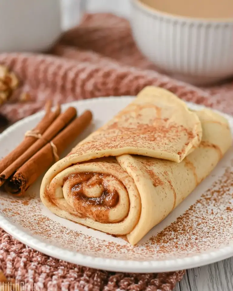 A delicious plate of Cinnamon Roll Protein Crepes