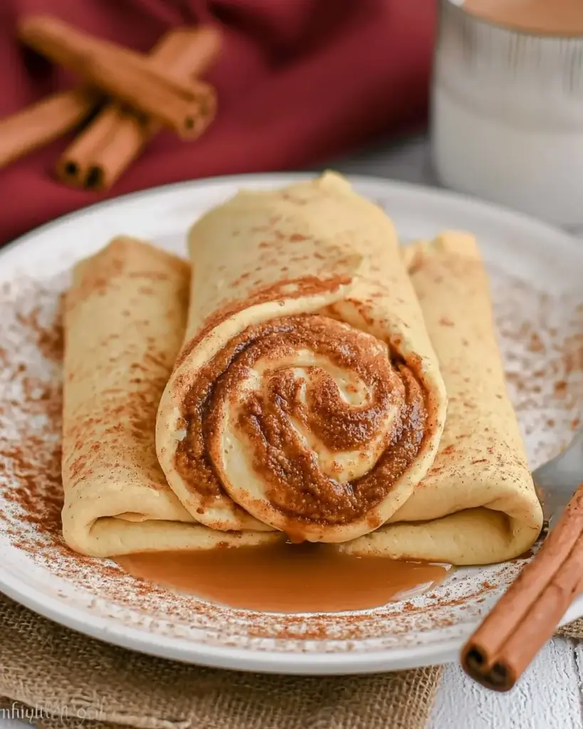 A delicious plate of Cinnamon Roll Protein Crepes