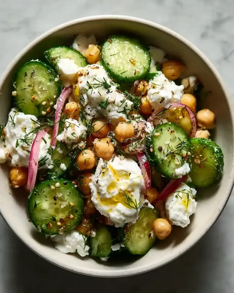 A delicious plate of Cottage Cheese Chickpea Salad (The Best High-Protein Lunch!)