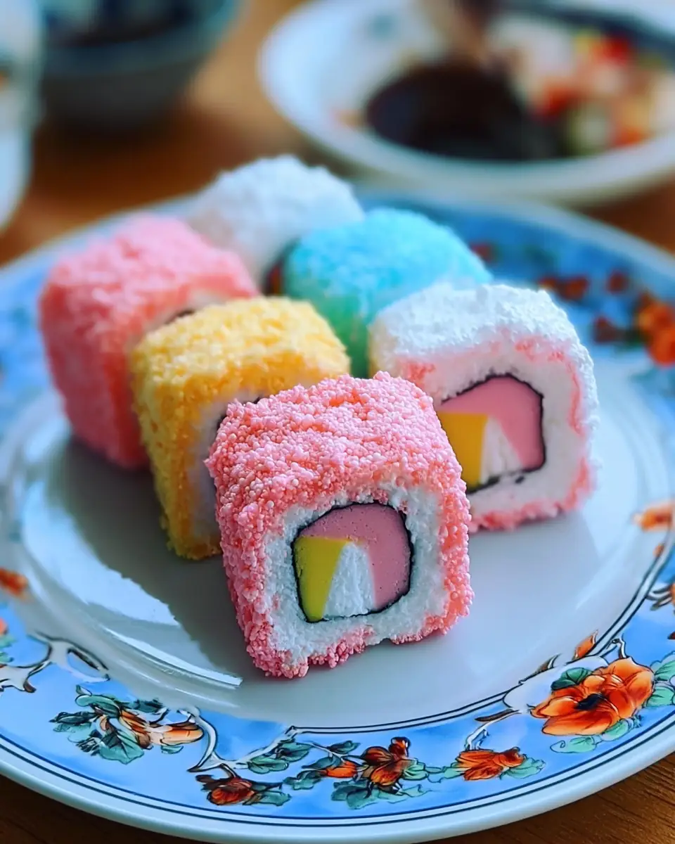 A delicious plate of Cotton Candy Sushi