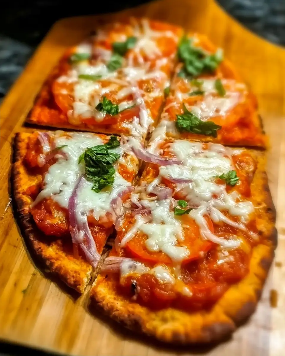 A delicious plate of Crispy Air Fryer Naan Pizza Recipe