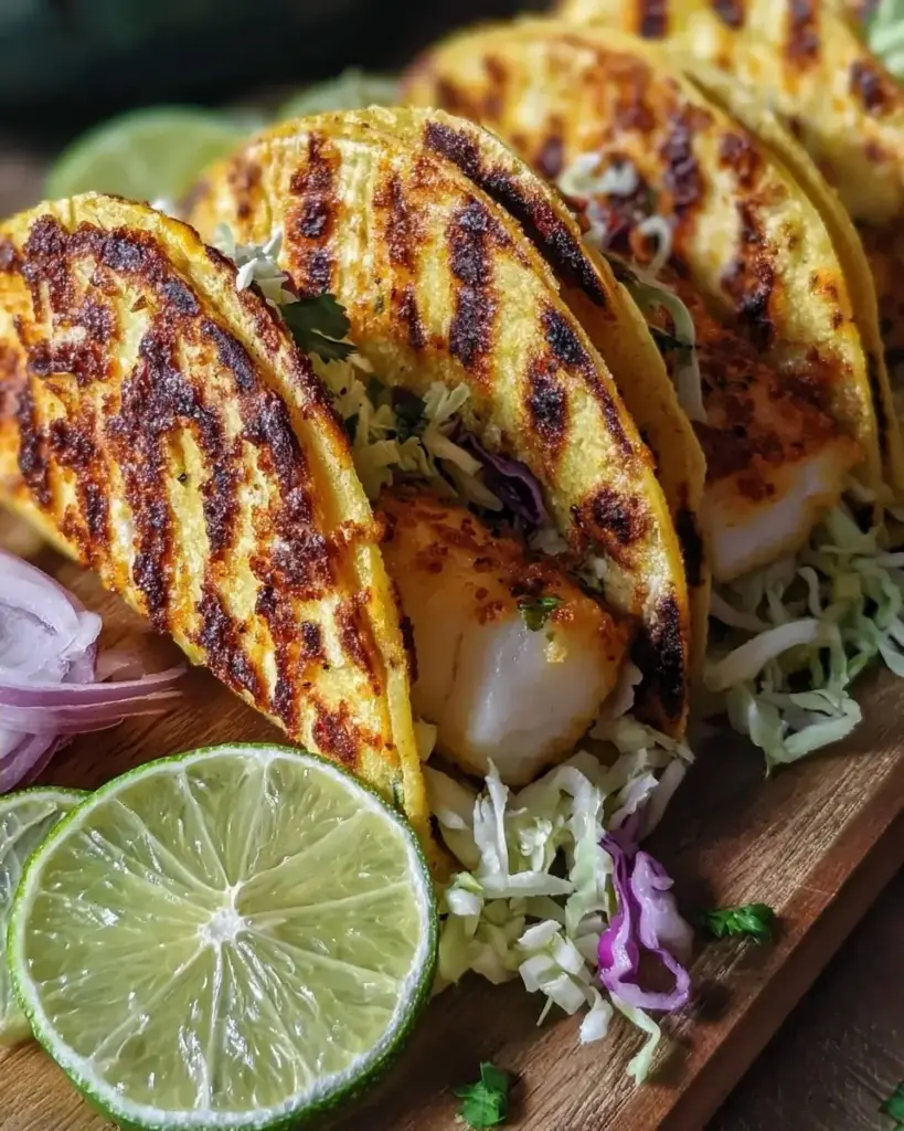 A delicious plate of Crispy Baked Cod Fish Tacos with 35g Protein Easy Healthy Meal Prep