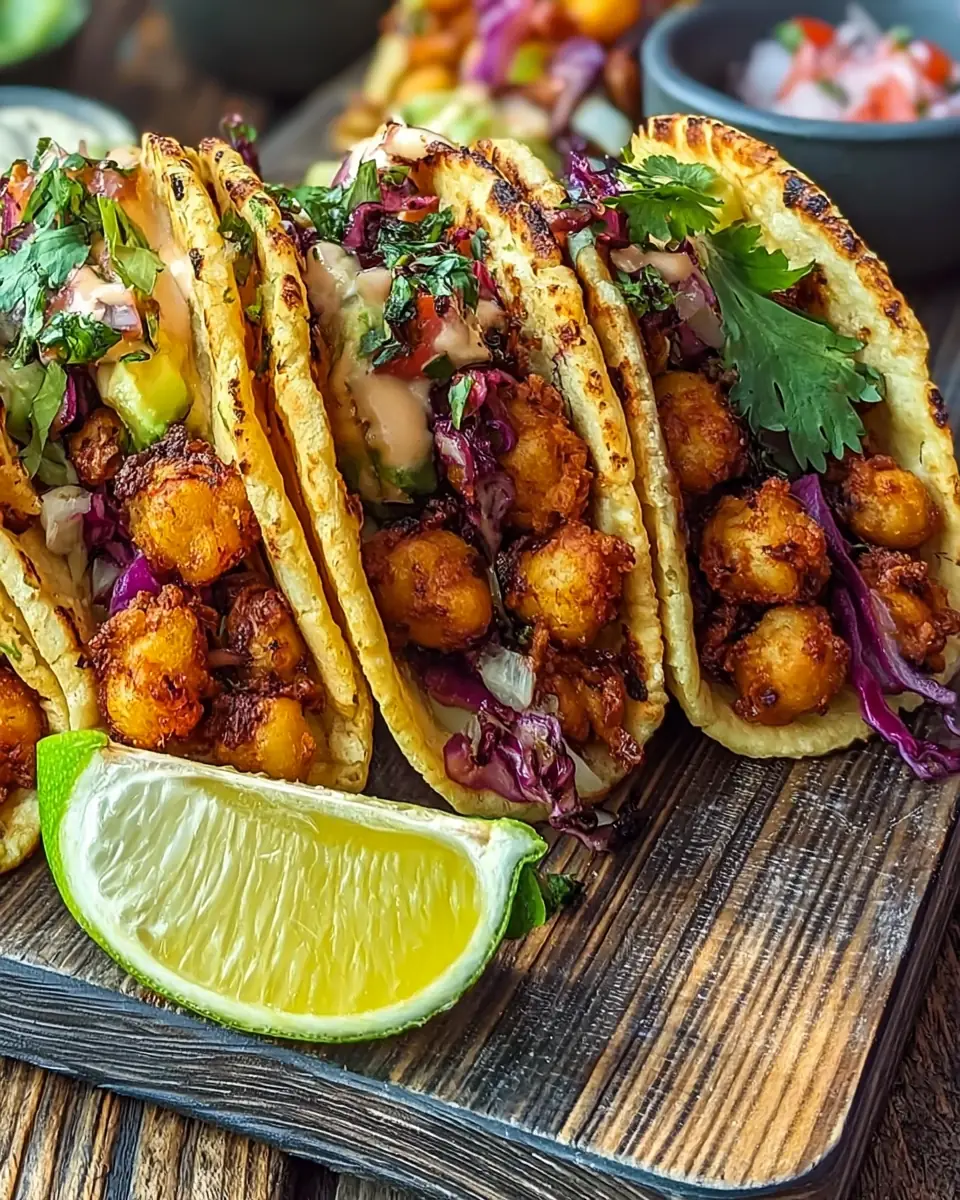 A delicious plate of Crispy Chickpea Tacos