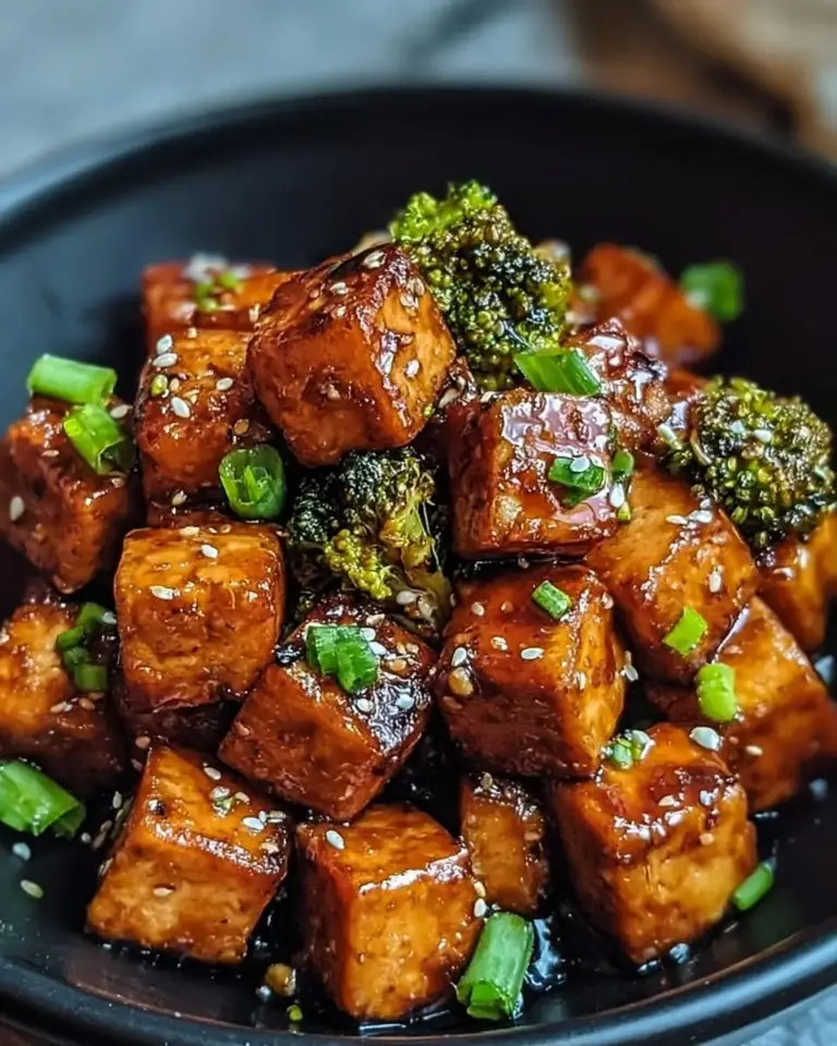 A delicious plate of Crispy Honey Garlic Tofu