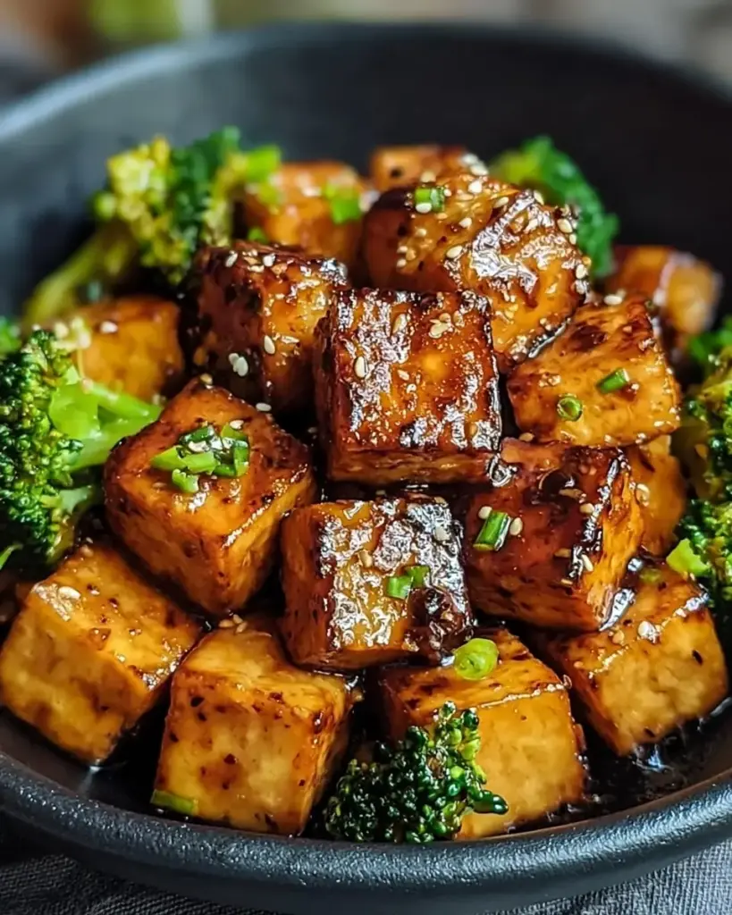 A delicious plate of Crispy Honey Garlic Tofu