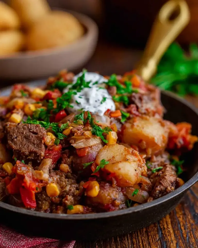 A delicious plate of Crock Pot Cowboy Casserole