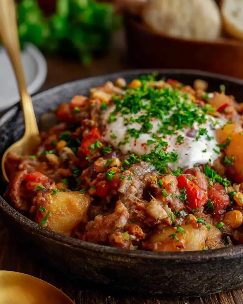 A delicious plate of Crock Pot Cowboy Casserole