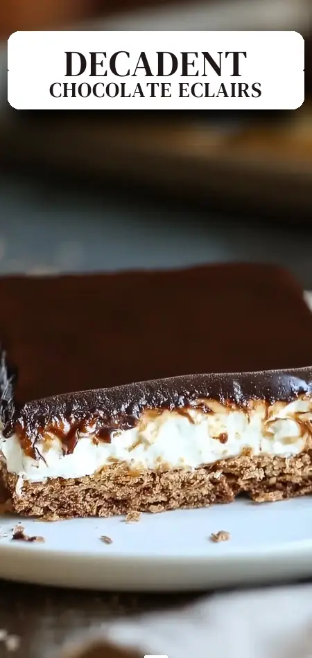 Pinterest pin (Design 2) for No-Bake Chocolate Eclair Dessert