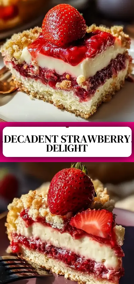 Pinterest pin (Design 3) for Strawberry Cheesecake Dump Cake