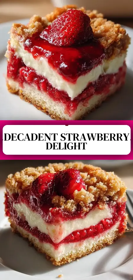 Pinterest pin (Design 3) for Strawberry Cheesecake Dump Cake