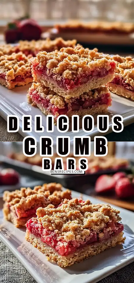 Pinterest pin (Design 1) for Strawberry Rhubarb Crumb Bars Recipe