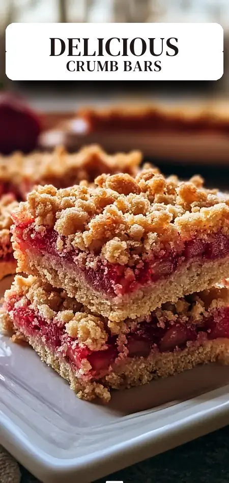 Pinterest pin (Design 2) for Strawberry Rhubarb Crumb Bars Recipe