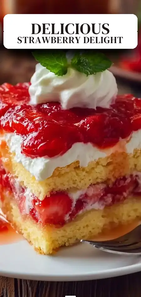 Pinterest pin (Design 2) for Strawberry Poke Cake