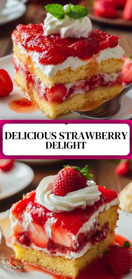 Pinterest pin (Design 3) for Strawberry Poke Cake