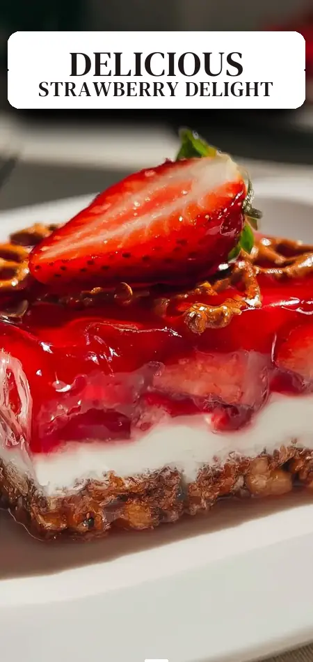 Pinterest pin (Design 2) for Strawberry Pretzel Jello Salad