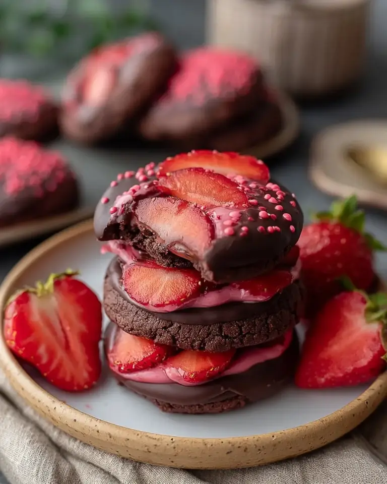 A delicious plate of Decadent Chocolate Strawb Cookies Recipe