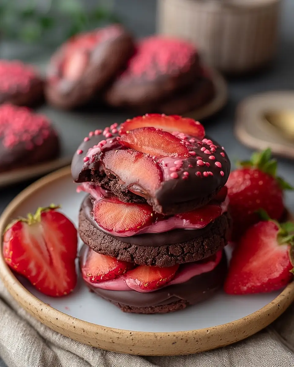 A delicious plate of Decadent Chocolate Strawb Cookies Recipe