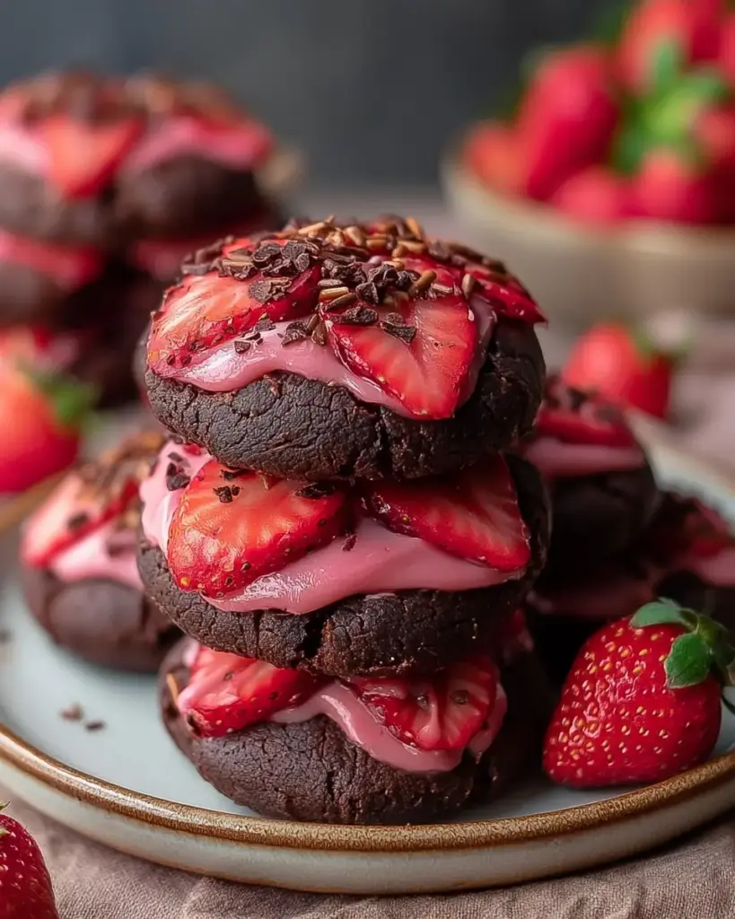 A delicious plate of Decadent Chocolate Strawb Cookies Recipe