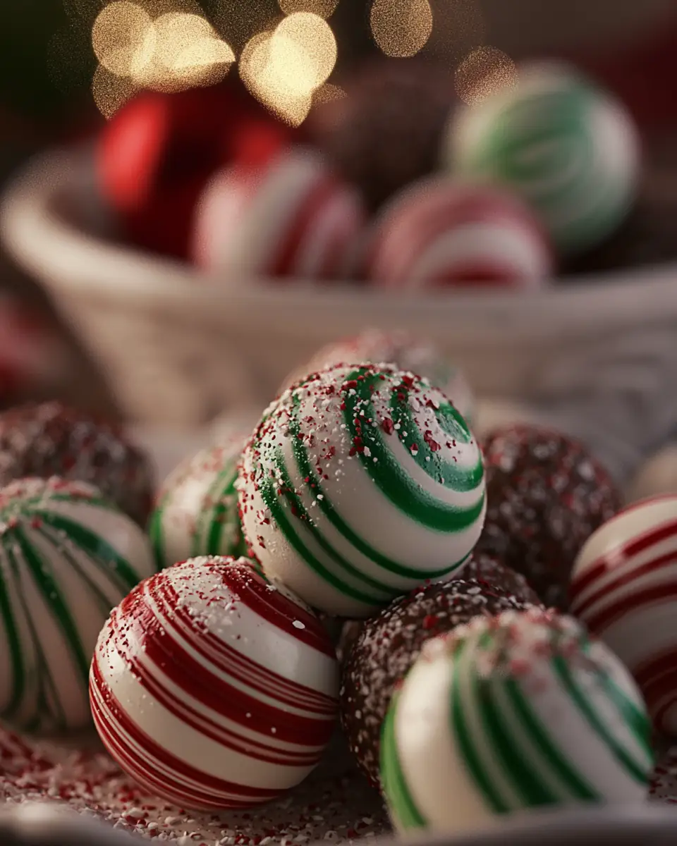 A delicious plate of Delicious No-Bake Soft Peppermint Balls
